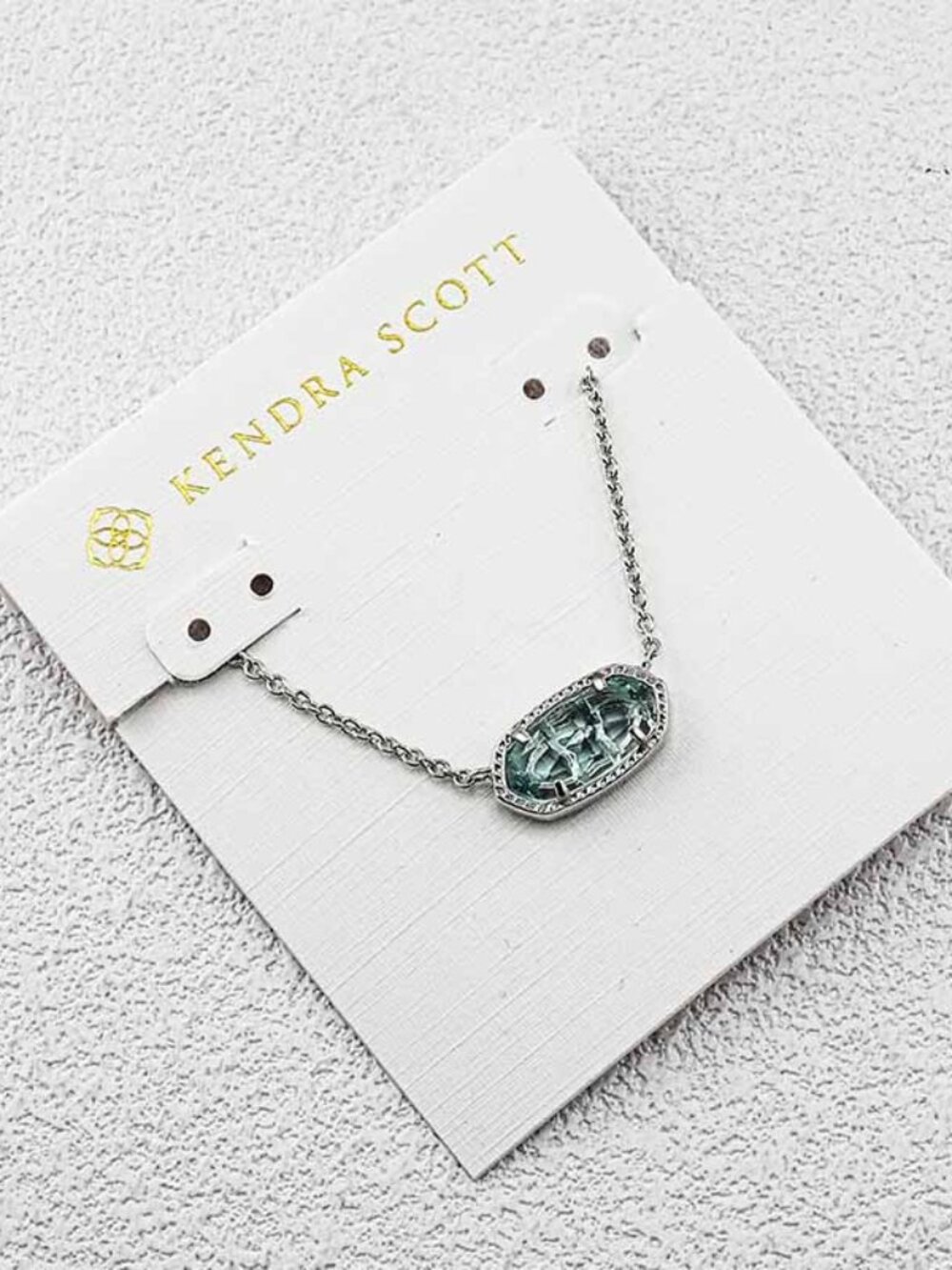 Kendra Scott Silver Necklace with Aqua-Mint Stone